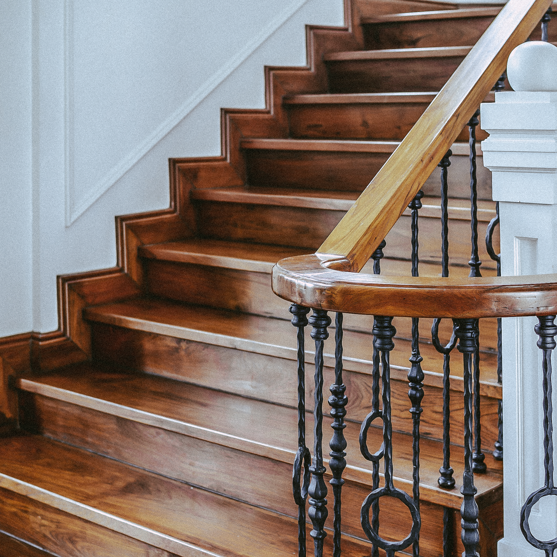 Classic vintage staircase in contemporary house